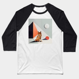 Geometric Wolf: Fusion of Nature and Minimalist Art Baseball T-Shirt